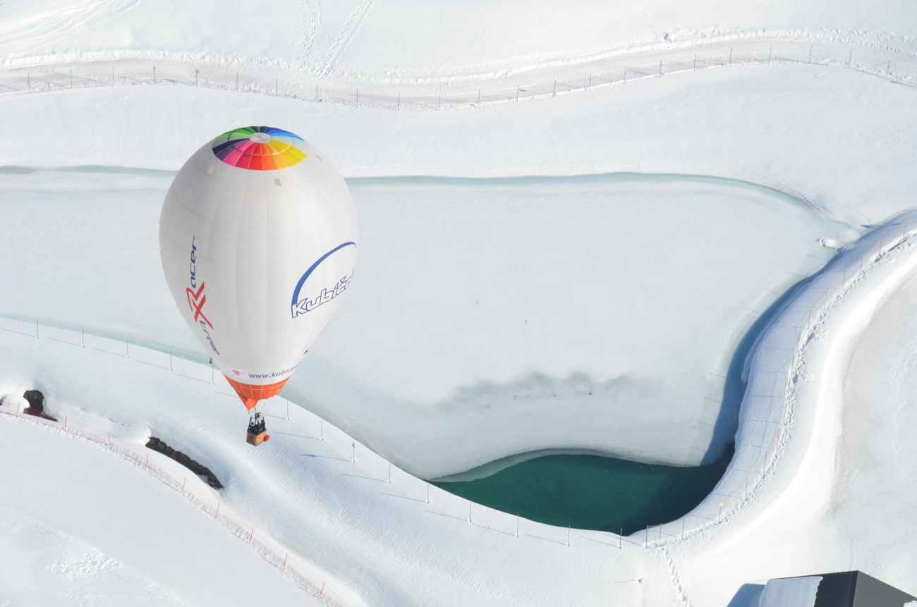 vol en montgolfière au dessus des glaciers